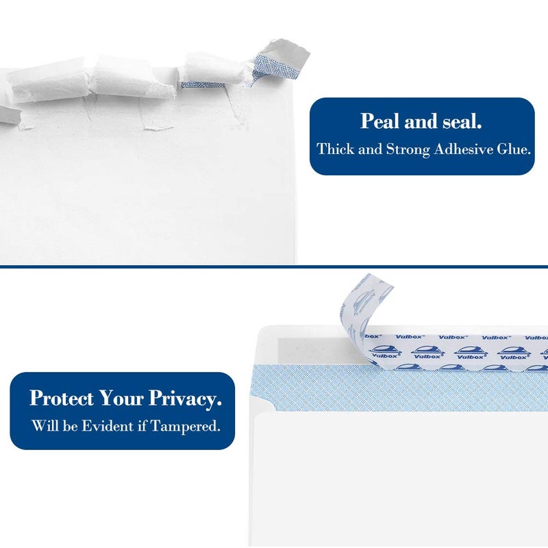 ValBox #10 Security Envelopes Self Seal, No. 10 Windowless Security Tint Pattern, Secure Mailing Envelopes, 4-1/8x9-1/2 Inches, 24 LB White Business Envelopes, 200 Count - Image 3